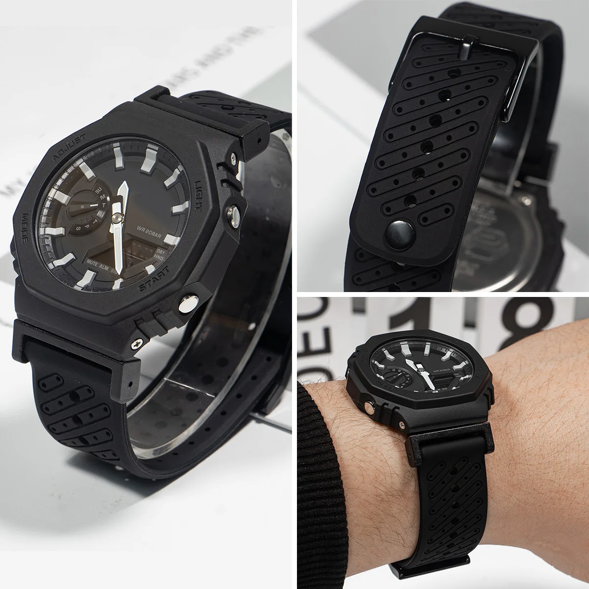 Two-Tone Silicone Strap For Casioak Watch GA-2100 GA-110/100/120 GLX-5600 Bracelet Strap DW5600 6900 5000 Wristband Accessorie
