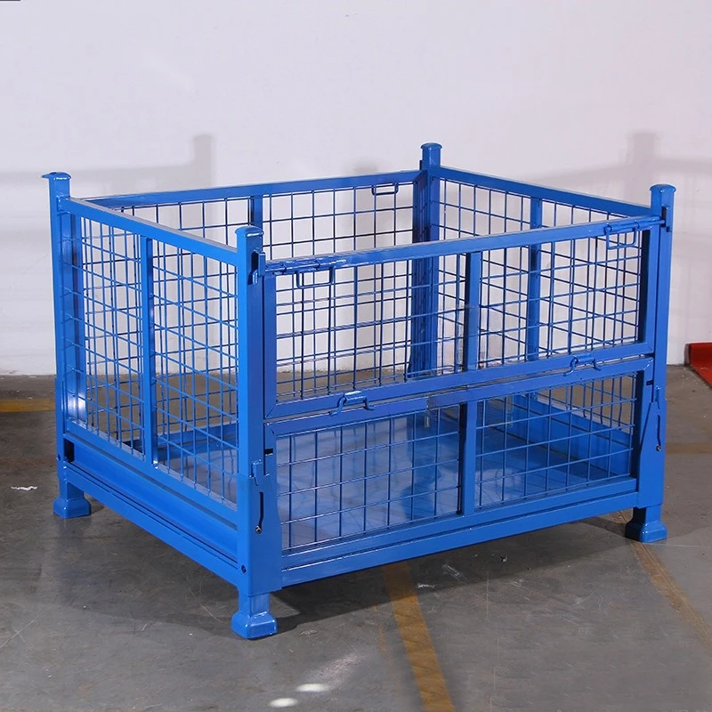 Heavy-duty warehouse foldable stacking cage, spray stackable turnover box, large load-bearing logistics storage box