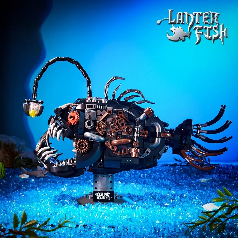 

7042 Механические строительные блоки Anglerfish MOC, 1038 шт., роботизированная модель морского существа, комплект кирпичей, проект STEM для продвинутых строителей