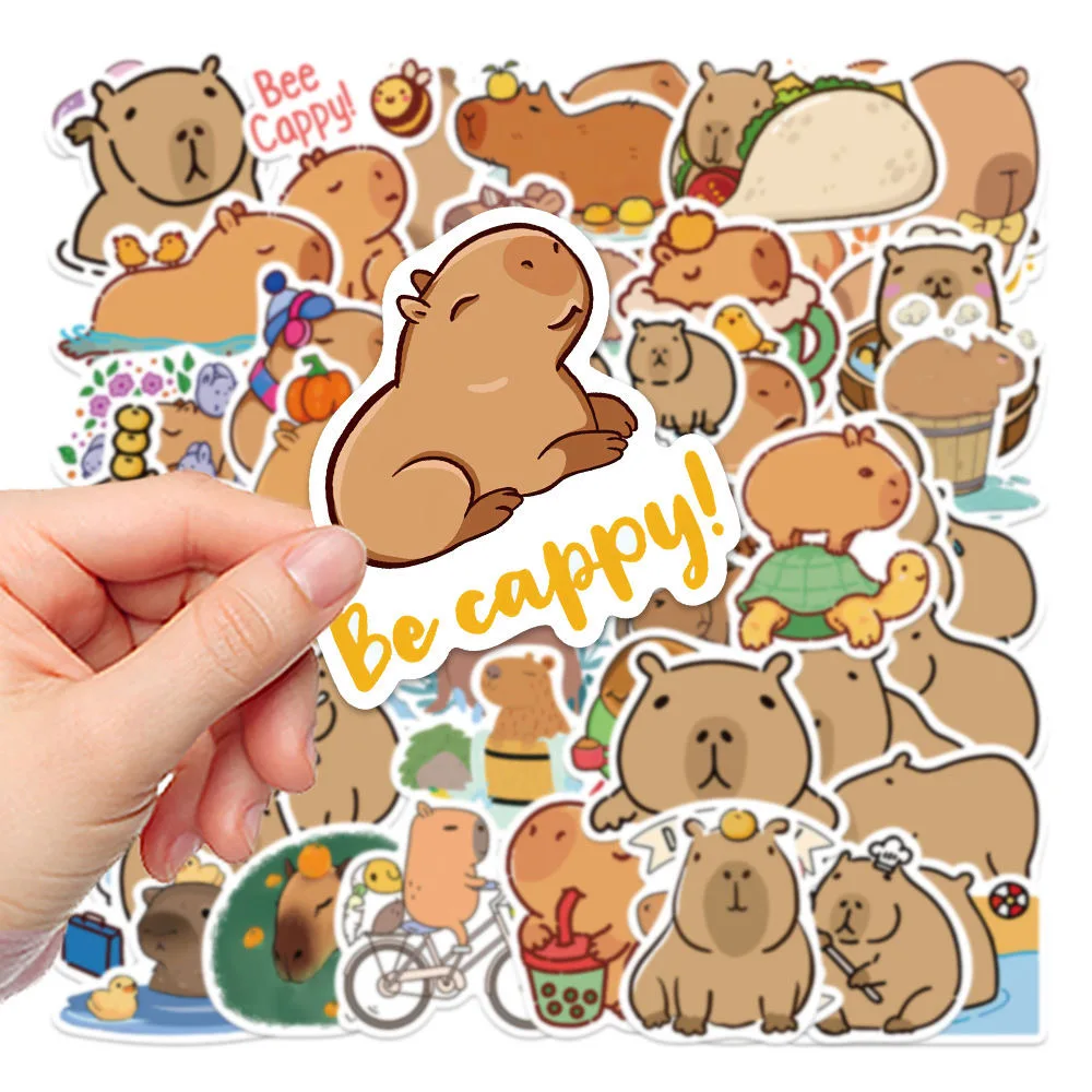 50pcs Cute Funny Cartoon Capybara Sticker Decals Decoration DIY Phone Notebook Suitcase Laptop Fridge Kids Sticker