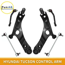 Punino Front Lower Control Arm Tie Rod End Link 6pcs Suspension Kit for Hyundai Tucson Kia Sportage 2010 2011 2012 2013