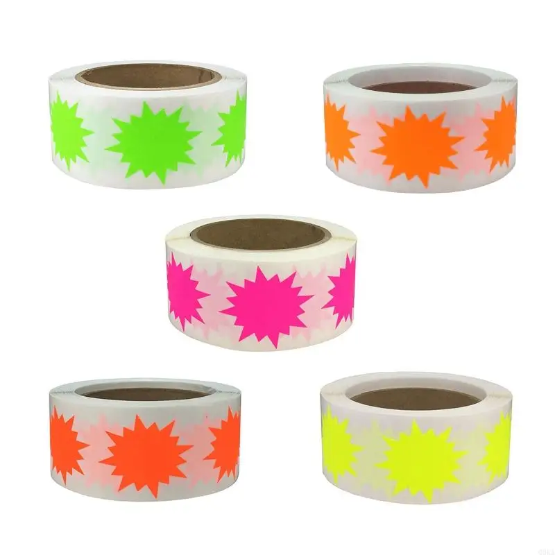 

Q0KA Pcs/Roll Bright Colorful Adhesive Stickers for School Office Home Removable