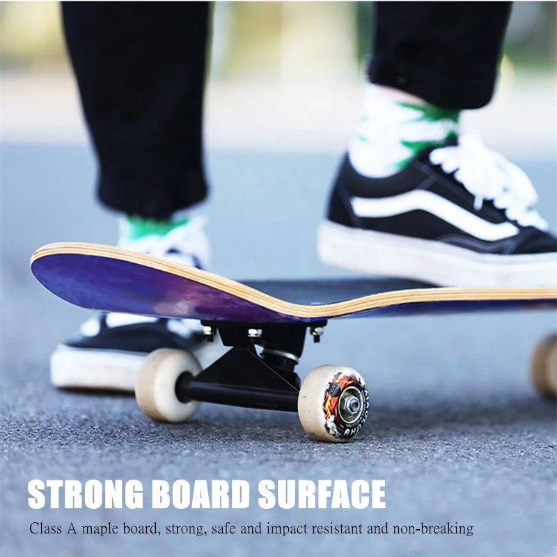 Full Exporting Experience China Northeast Maple Wood Skateboards with Big PU Wheel Aluminum Alloy Bracket Skateboards for Adults