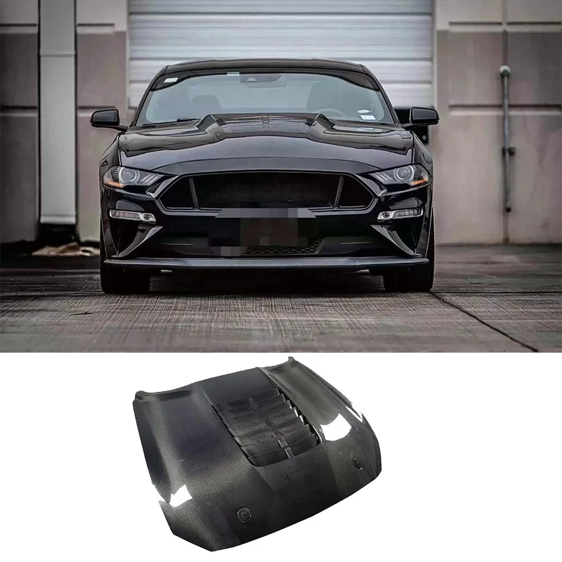 Modified GT500 Style Carbon Fiber Fibre Front Engine Bonnet Hood Vent For Ford Mustang S550.1 S550.2 2015 - 2017 2018-2023