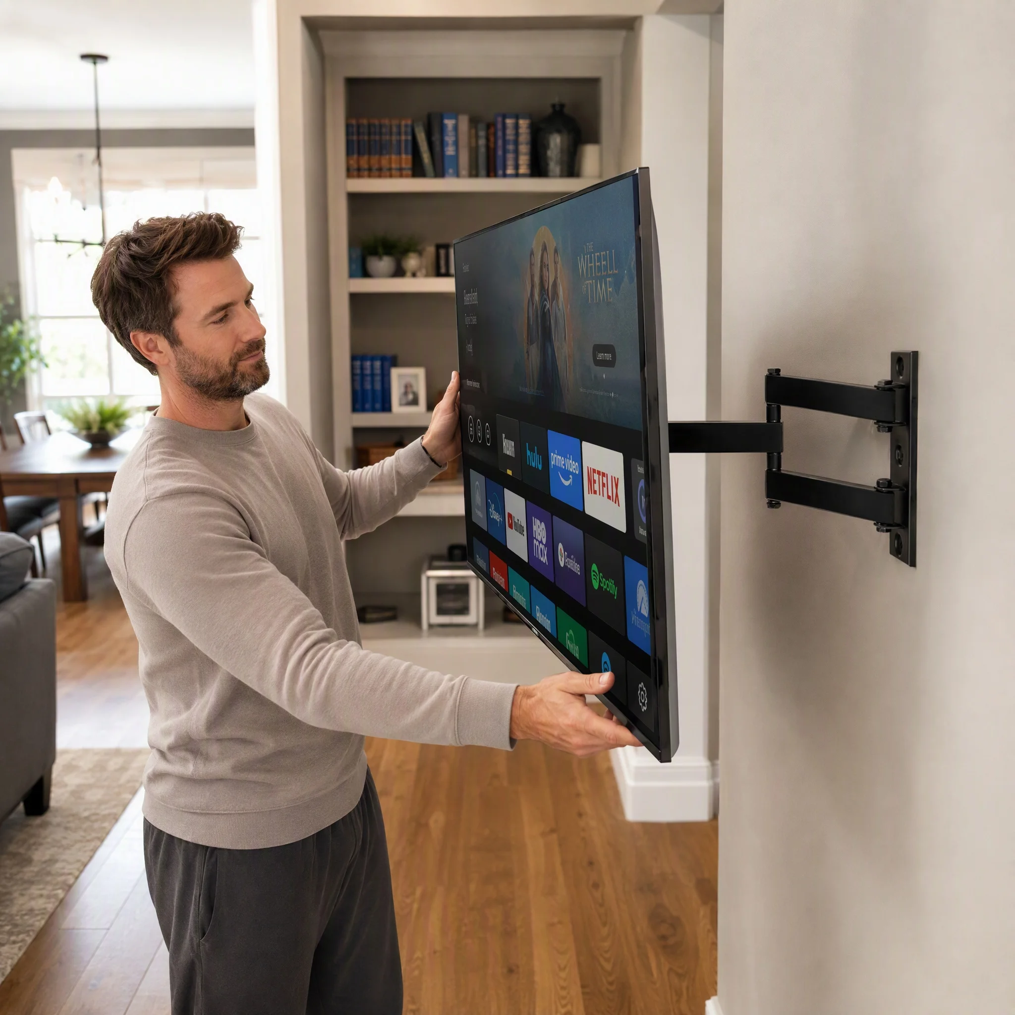 Full Motion TV Wall Mount for 32-65 Inch Flat Screen LED LCD TVs, Holds up to 88 lbs, 18.7in Max Extension, 180° Swivel, 5° Up & 15° Down Tilt, VESA 100x100 to 400x400mm Matte Black Universal TV Wall Bracket