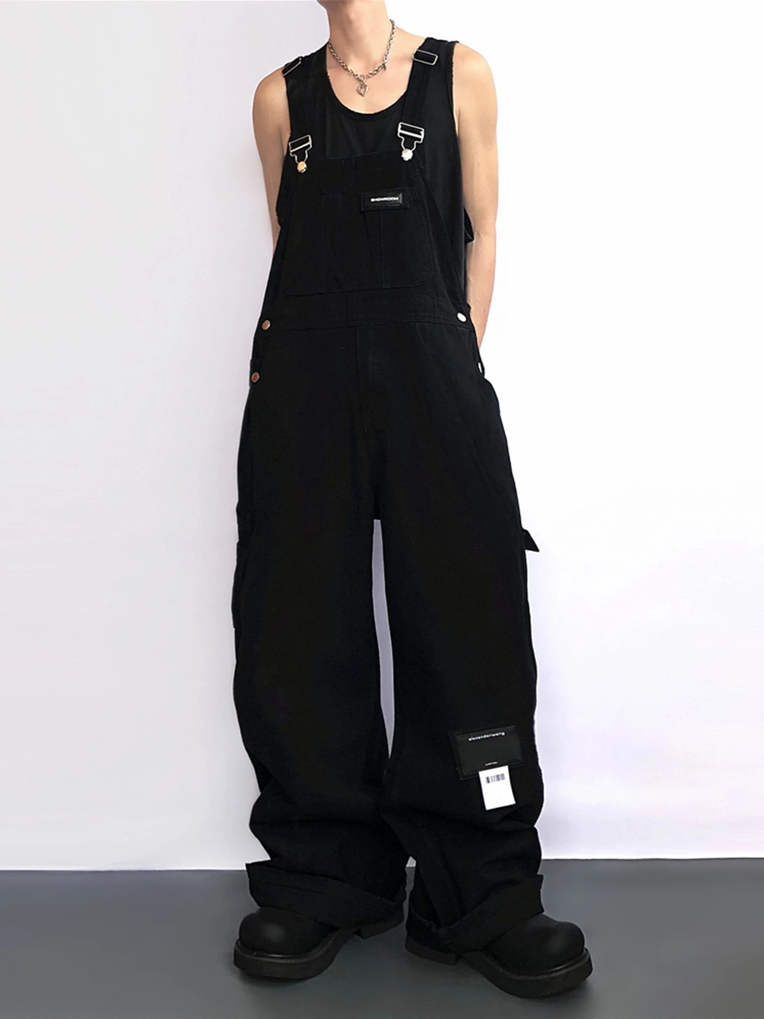 

DAXIN Cool Salt Series Men's Denim Overalls Wide Leg Straight Tube American Workwear Long Pants Design Sensibility Loos...