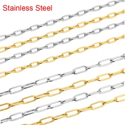 2meters 4x10 2x5mm Stainless Steel Chains Bulk Metal Open Link Necklace Chains Lot for Diy Bracelet Jewelry Making Accessories