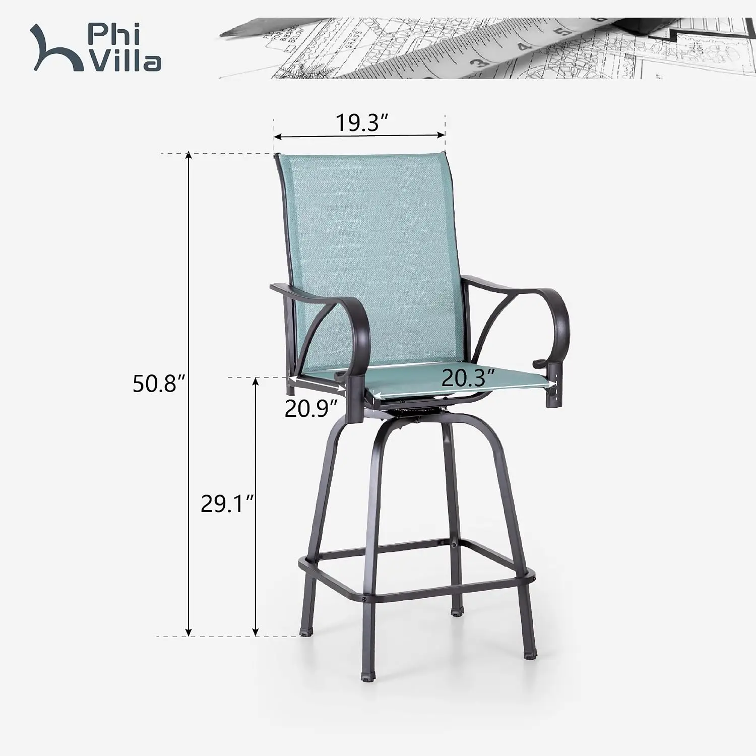 Swivel Bar Stools Set of 4 Outdoor Patio Height Chairs with Backrest, Customized