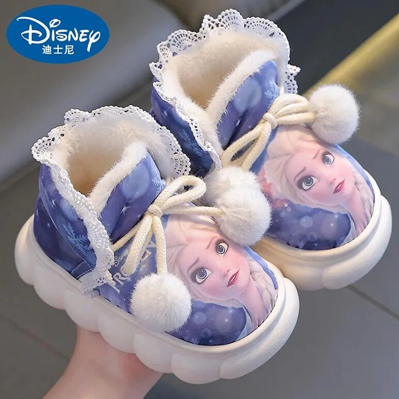 Kids Girls Home Shoes Winter Cotton Slippers Baby Cartoon Frozen Children Warm Princess Plush Cotton padded Snow Indoor Shoes