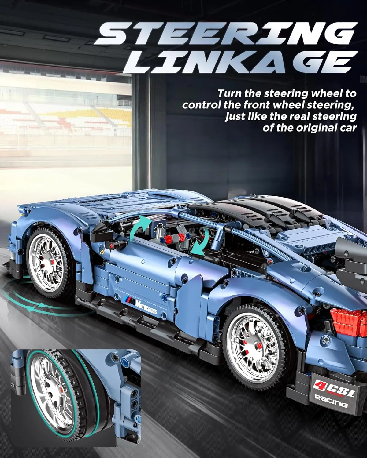 Sportwagenbouwset, schaal 1:10 M4 race-technische auto voor volwassenen Verzamelauto's ingesteld om te bouwen, bouwen en weergavemodel voor