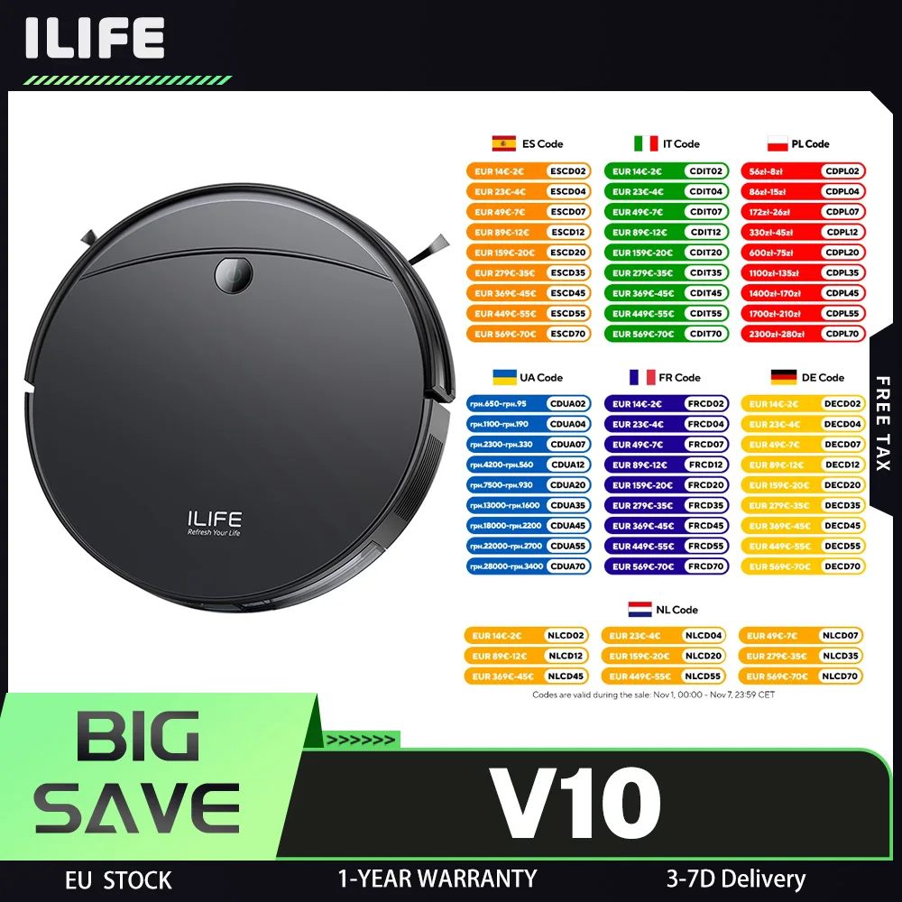 مكنسة كهربائية روبوتية ILIFE V10، شفط 5000 باسكال، ملاحة جيروسكوبية، وقت تشغيل 120 دقيقة، شحن ذاتي، 2.4 جيجا واي فاي، تطبيق، أليكسا وجهاز تحكم عن بعد #1