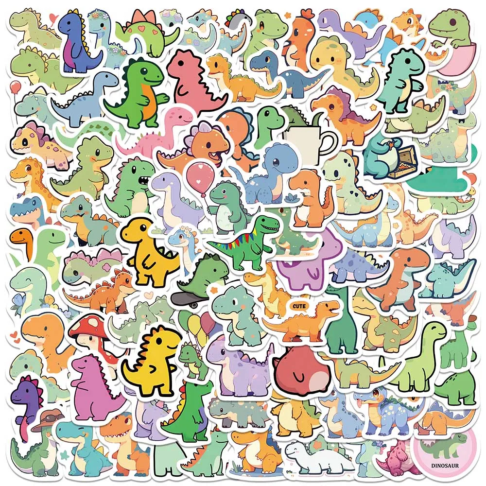 100pcs Mini Size Cute Cartoon Animals Dinosaur Sticker For Laptop Water Bottle Luggage Notebook Waterproof Graffiti Vinyl Decals