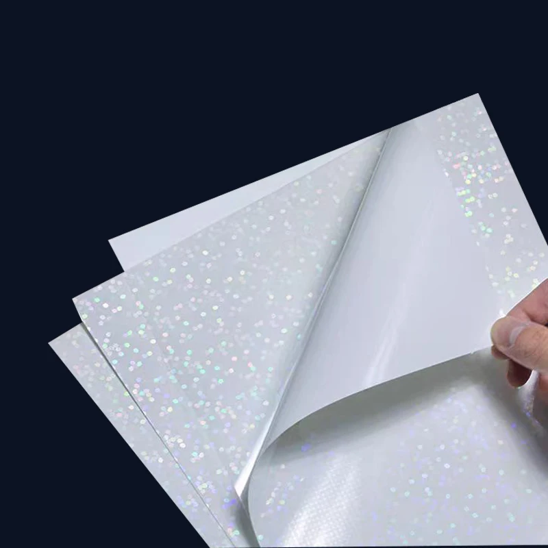 A4 Holographic Vinyl Sticker Paper Transparent Big Dots PET Adhesive Paper For Inkjet Printer Waterproof Anti-tear DIY