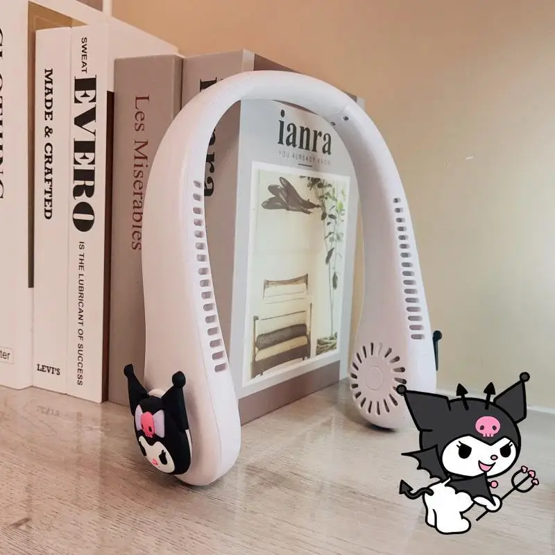 Sanrio Cartoon Halter Small Fan Hello Kitty Cinnamoroll Girls Outdoor Shopping Sports Strong Wind Three-speed Usb Electric Fan