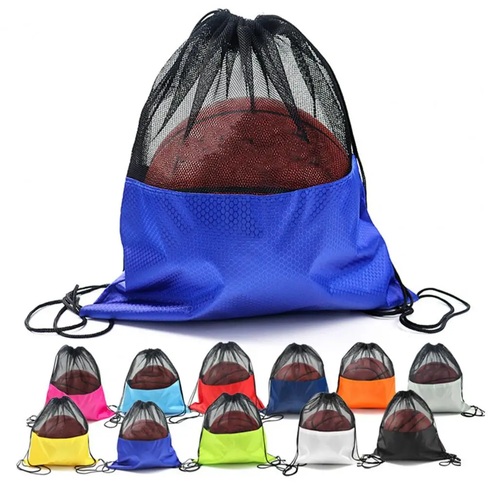 42*39 ซม.บาสเกตบอลกระเป๋ากีฬากระเป๋าเป้สะพายหลังกันน้ําผ้ารังผึ้งดูผ่านตาข่ายฟุตบอลฟุตบอลกระเป๋า