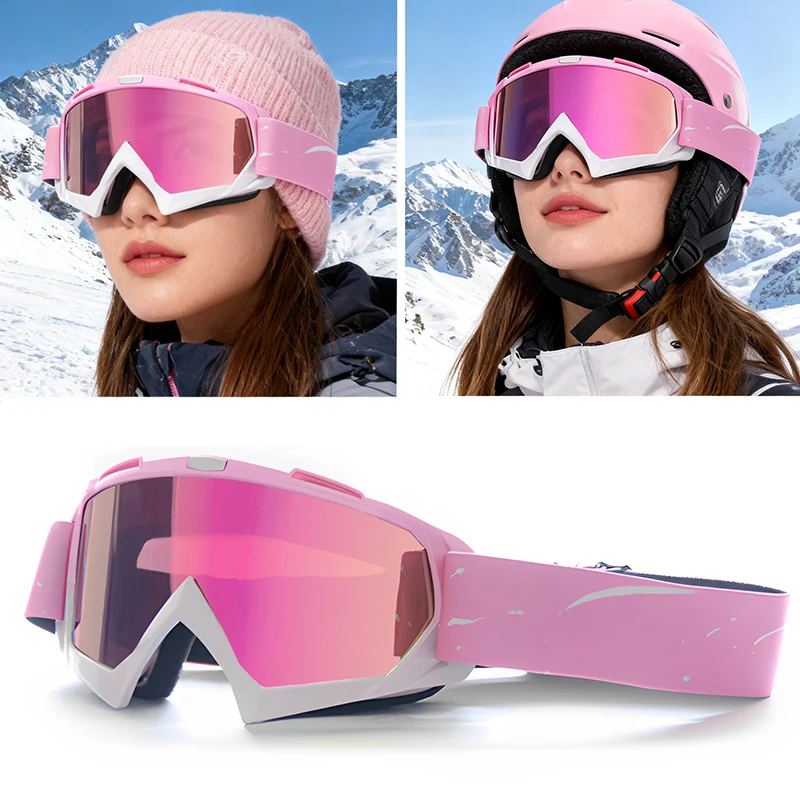 Women Pink Ski Goggles Motorcycle Sunglasses Skiing Cycling Racing Off-Road Goggles Snowboard Ski Glasses Winter Snow Eyewear