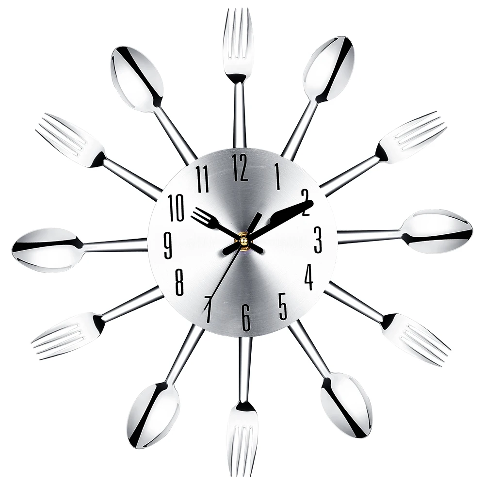 Stainless steel knife and fork spoon kitchen restaurant wall clock Home Decoration