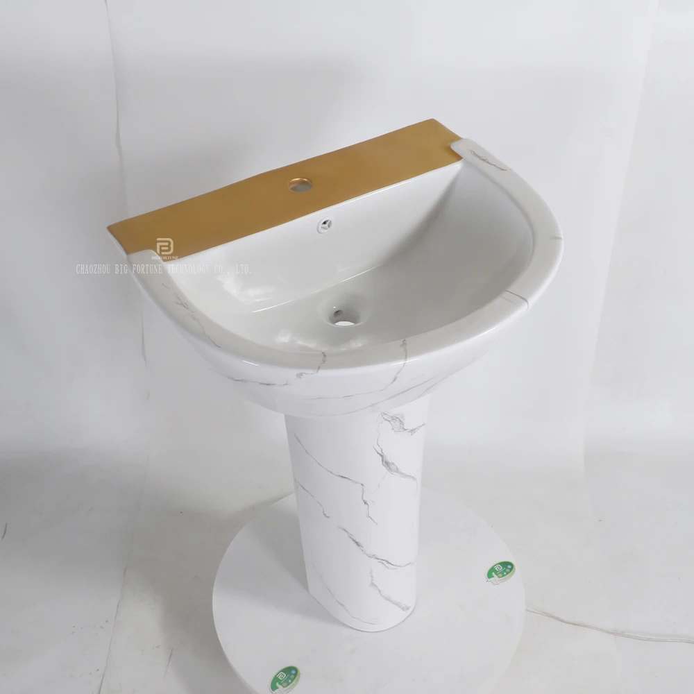 Popular Sanitary Ware New Model Marble Round Two Piece Wash Basin