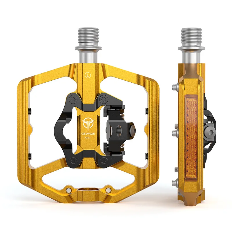 

Ultralight Mountain Bike Lock Pedal Reflective CNC Aluminum Alloy 3 Bearings Double Use SPD Self-locking Flat Bicycle Pedal