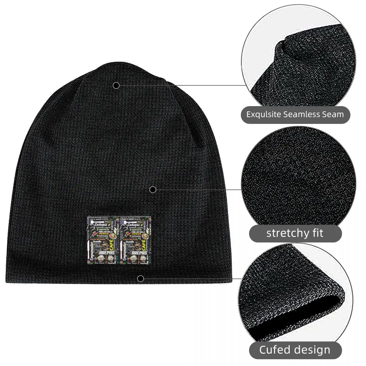 Arepas Venezuela Warm Fleece-Lined Cap Hip Hop Bonnet Hat Autumn Winter Outdoor Beanies Hats for Men Women Adult