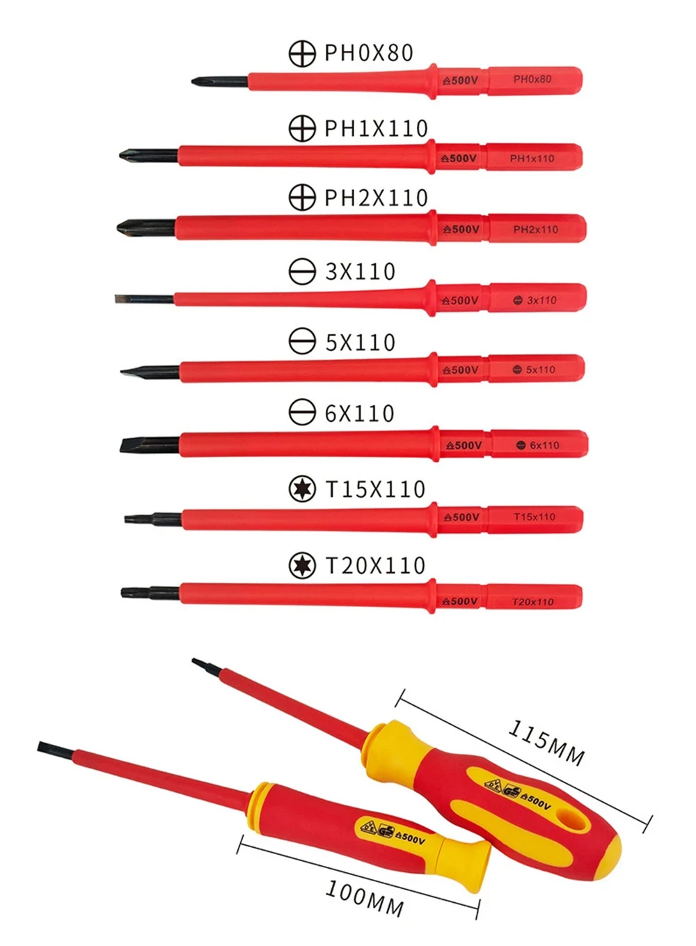 10-teiliges VDE-isoliertes Schraubendreher-Set mit austauschbarer Klinge und magnetischem Koffer, 500 V, Heim- und professionelle Nutzung, Elektriker-Werkzeuge – Detail 10