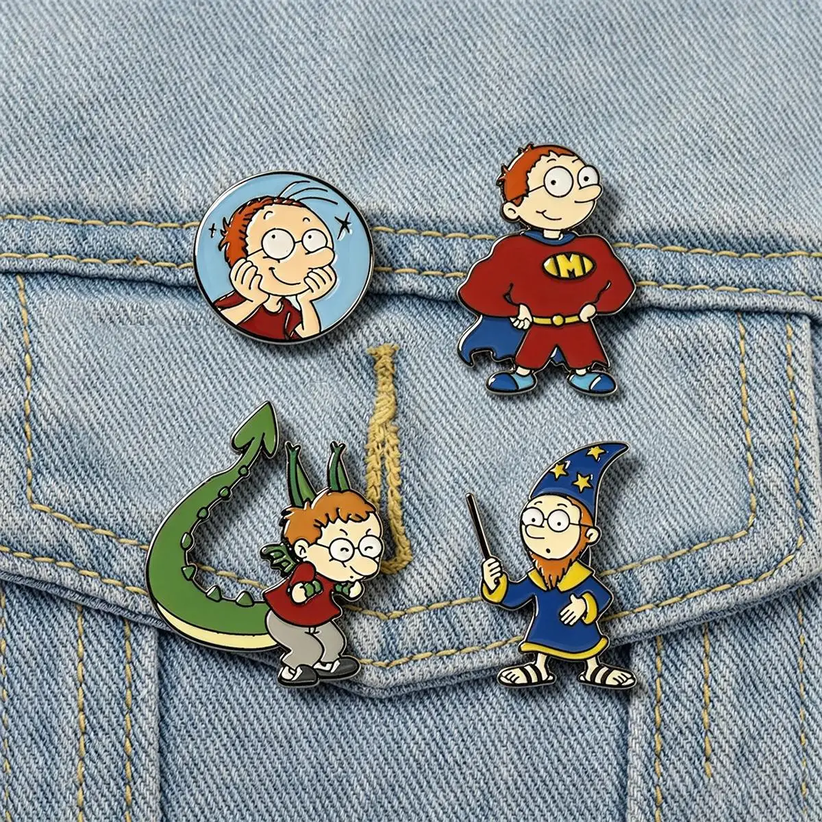 4Pcs/Set Animation Martin Morning Enamel Brooch Cartoon Backpack Lapel Metal Badge Cosplay Clothing Jewelry Accessories Gift