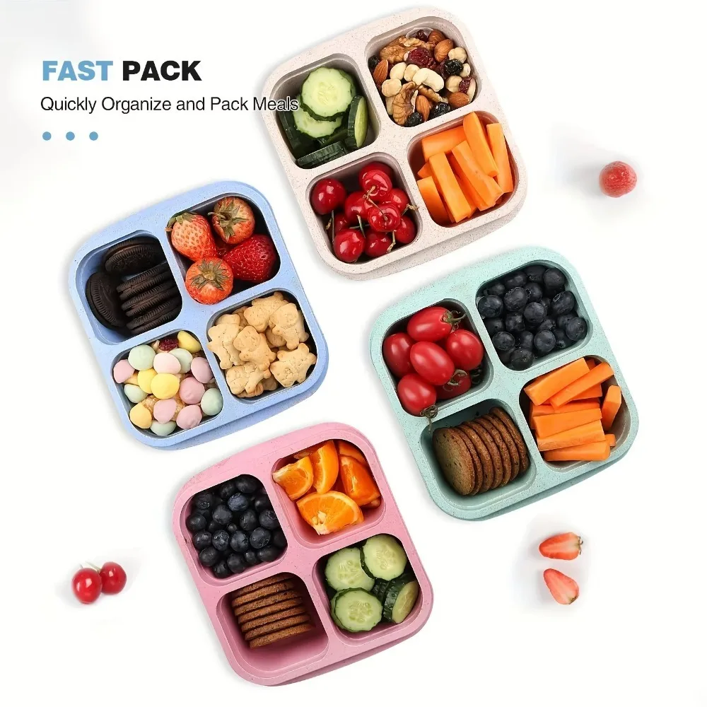 1pc Snack Container, Divided Bento Box Lunch Box With Transparent Lid, Reusable Meal Lunch Container For Home Office Travel
