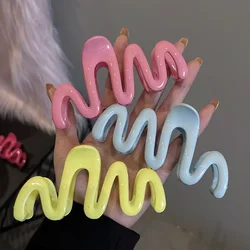 Candy Color Wave Hair Claw Clip Women Sweet Colorful Hair Claw Hairpin Irregular Crab Clip Korean Headwear Girl Hair Accessories