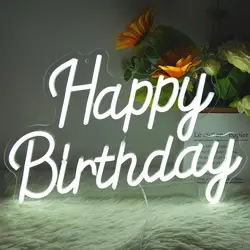 Happy Birthday Neon Sign Dimmable Neon Light USB Powered Happy Birthday LED Light Up Sign for Party Decoration Gift
