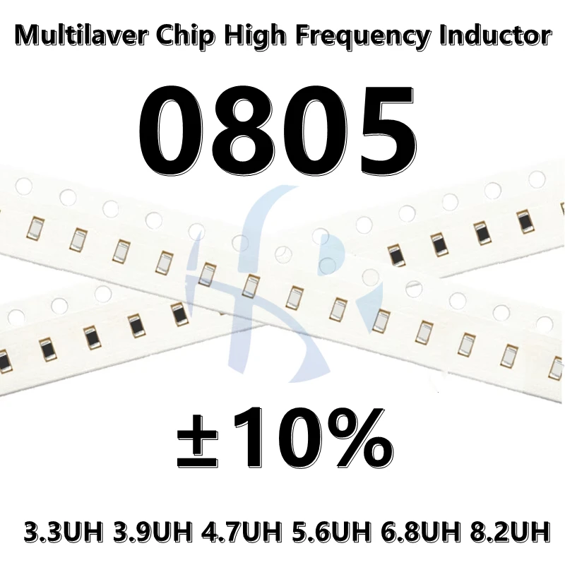 Inductor de chips multiusos, 0805, 3.3UH, 3.9UH, 4.7UH, 5.6UH, 6.8UH, 8.2UH, ± 10% SMD, 50 piezas