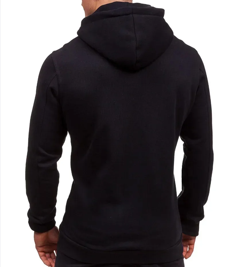 Lässiges Sweatshirt mit Reißverschluss und Kapuze, Herren-Sweatshirt, einfarbig, Strickjacke mit Kapuze, Jacken, Frühling und Herbst, männliche Tops – Detail 12