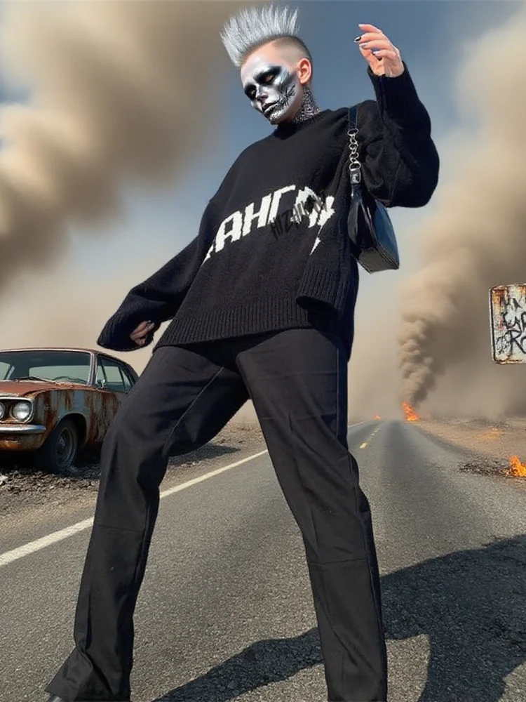 Y2K Women's Winter Loose Fit Printed Sweater Comfortable Casual Knitwear for Seasonal Fashion