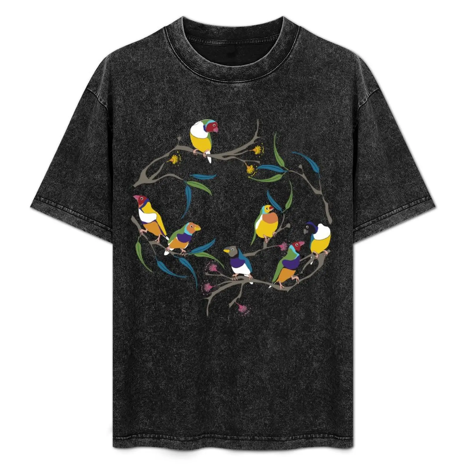 

Australian Gouldian (Rainbow) Finches T-Shirt customs Short sleeve tee mens cotton t shirts