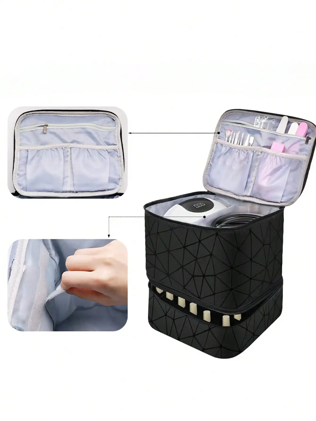 Women\'s Portable Double-layer Nail Polish Storage Bag Organizer Travel Essential Oil Storage Box Multi-function Storage Bag