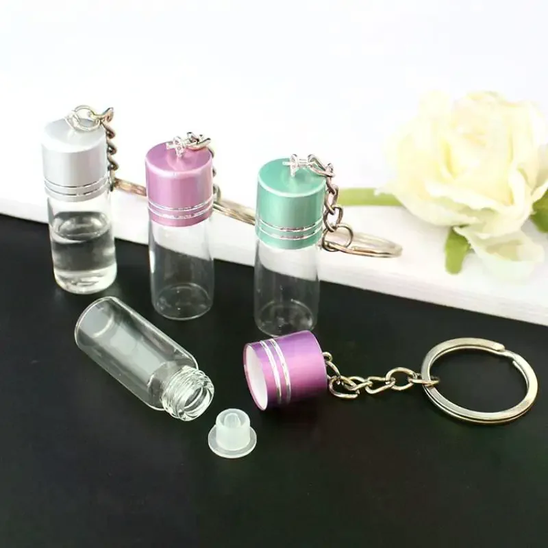 

1Pcs Glass Wish Keychain Bottle For DIY Decoration Craft Couple Keychain Keyrings Funny Pendant Lanyard Keycord Jewelry Gift