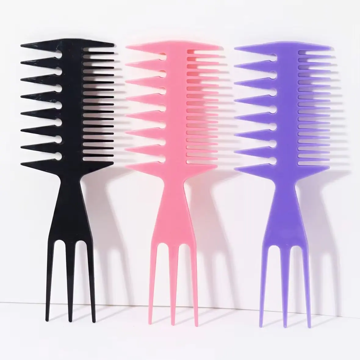 

3 шт., расческа «три в одном», пластиковая расческа с широкими зубьями, форма рыбьего хвоста, антистатическая, специально для париков из натуральных волос