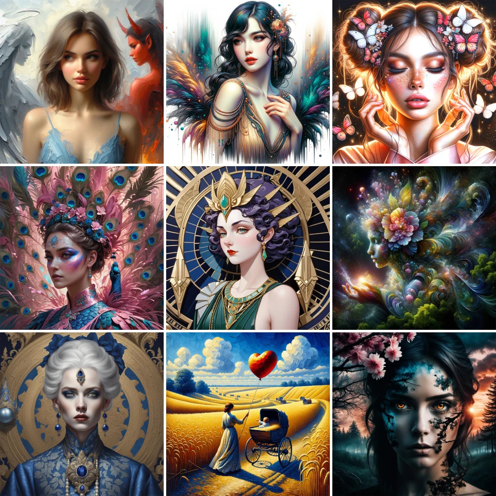 

Портретная девушка бабочка картина с номером краски Художественные изделия принадлежности для взрослых домашний Декор подарок для матери Бесплатная доставка 2024