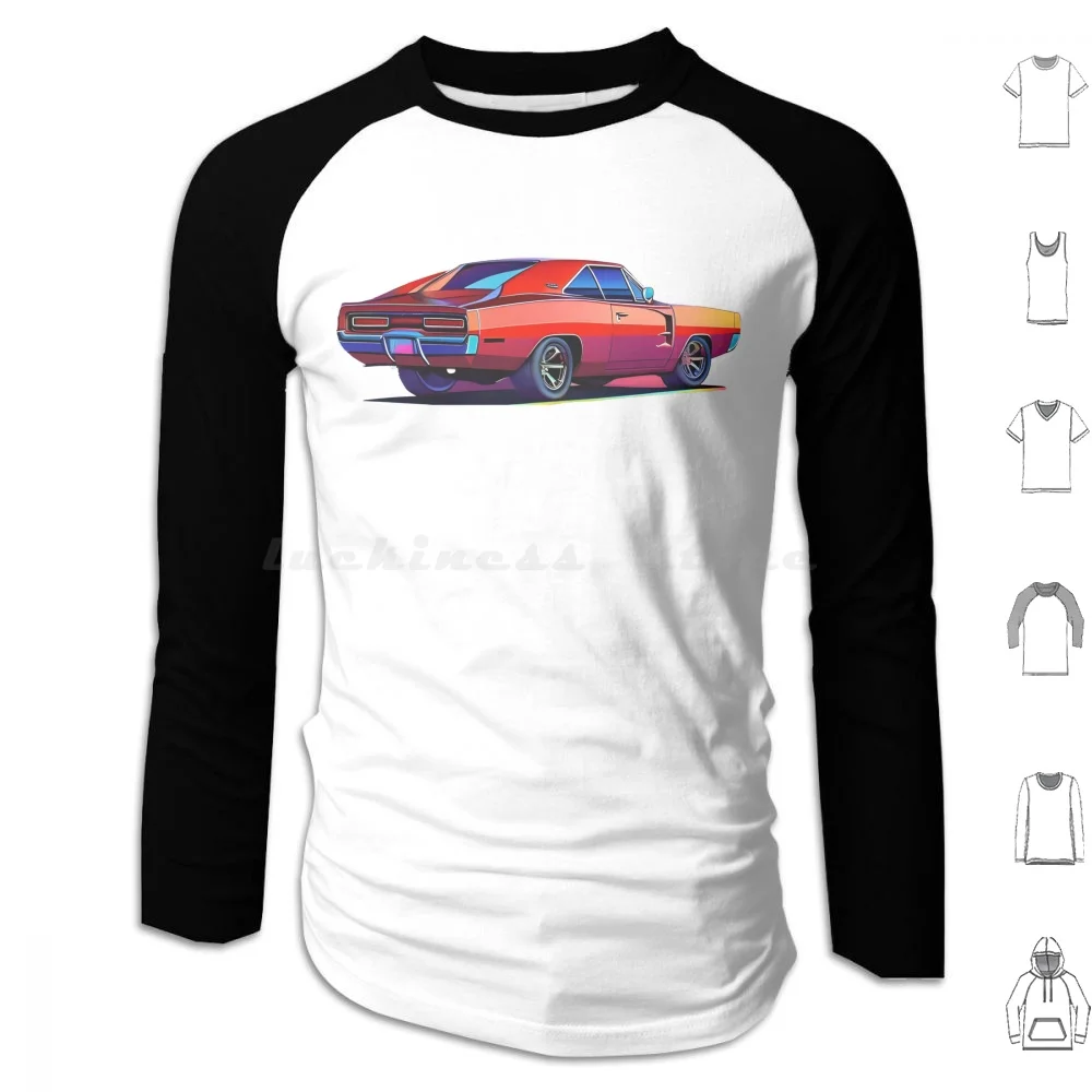 Charger Hoodies Long Sleeve Charger Car Muscle Car Charger Challenger Of Hazzard Racing Vintage Mopar Plymouth Muscle