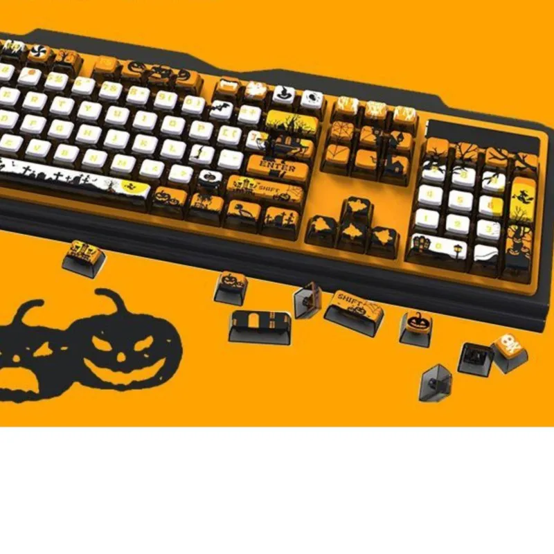 Halloween Theme 116 Key Retro Heat Sublimation Translucent Teclado Mecânico PBT Keycap Game Epomaker Gmk Keycaps Personalizada