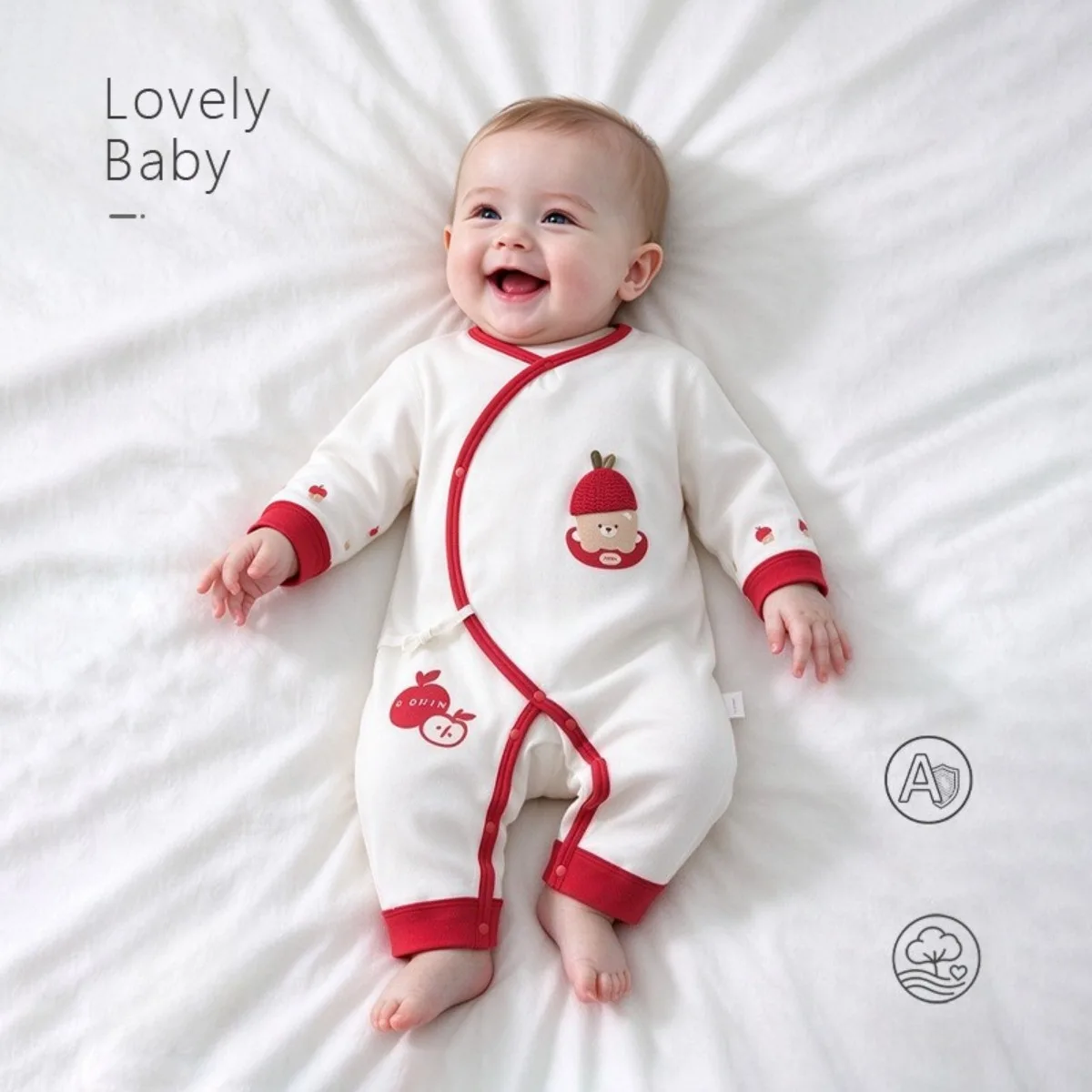 Soft Cotton Baby Romper Side Snaps Long Sleeve Onesie Breathable Infant Jumpsuit Unisex Newborn Clothes 0-3M for Spring Fall