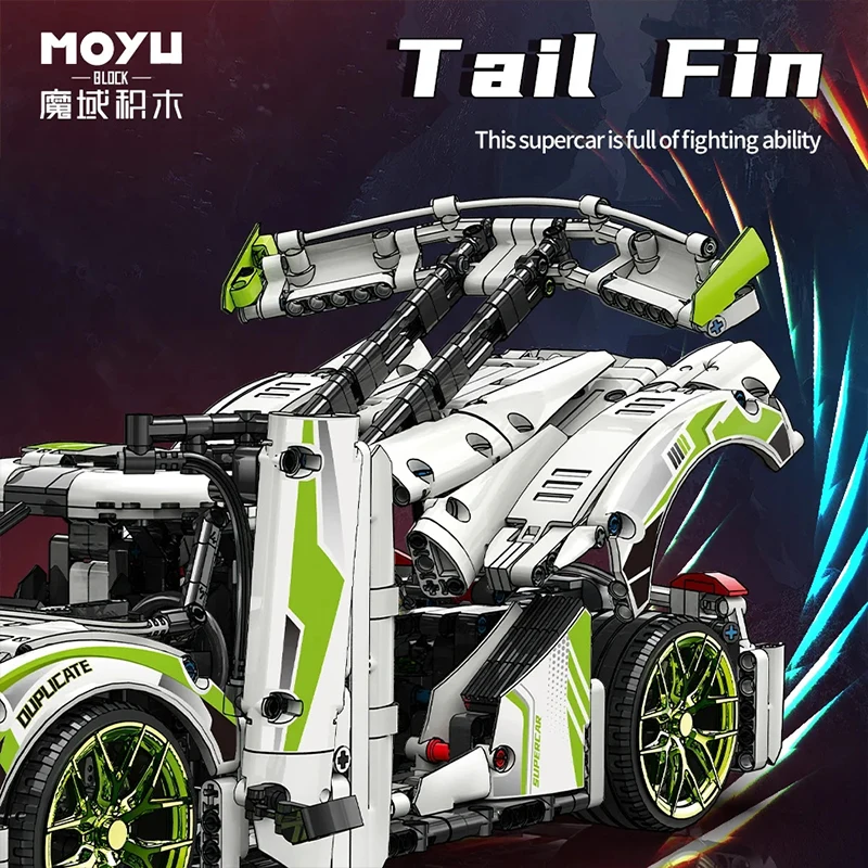 MOYU 88023 techniczne 1:10 supersamochód sportowy Hypercar Model klocki do budowy montaż DIY Puzzle zabawki prezenty bożonarodzeniowe dla dzieci