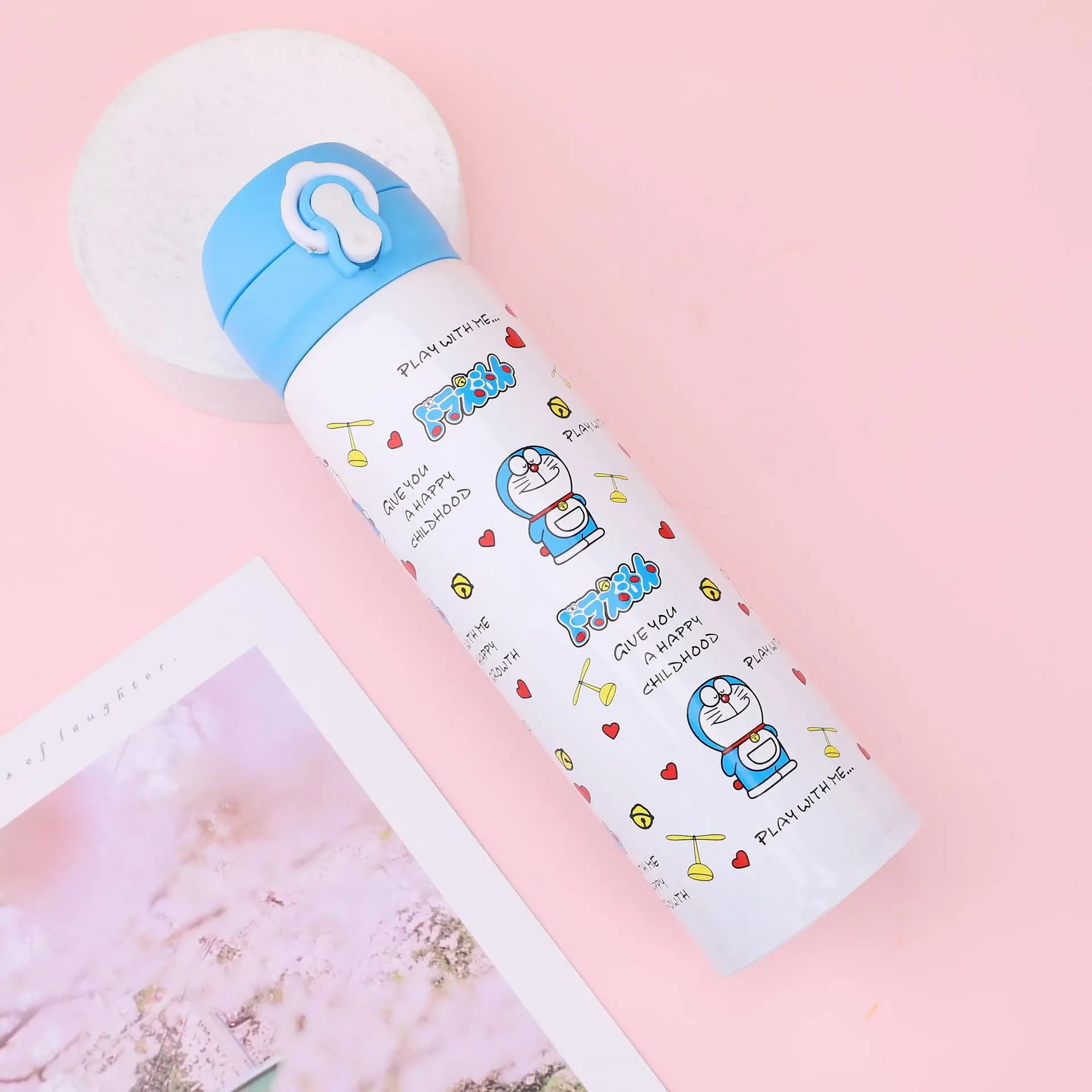 

Doraemon креативная детская мультяшная чашка для прыжков, портативная чашка для гороха, вакуумная чашка из нержавеющей стали