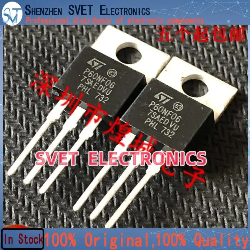 10PCS-50PCS  P60NF06 STP60NF06  TO-220 60V 60A  Original In Stock Fast shipping