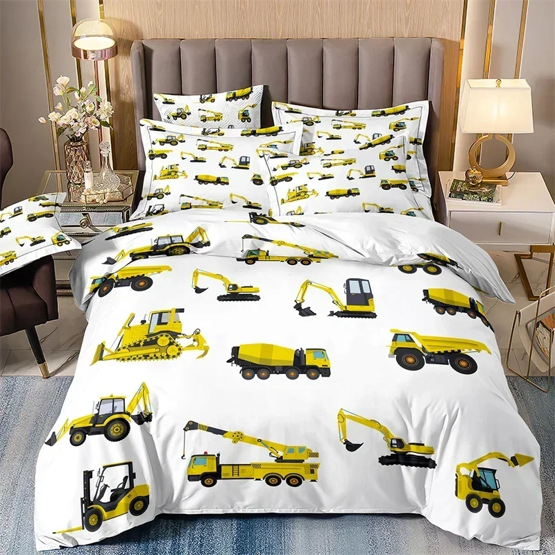 

3D Bedding Sets For Boys, Engineering Vehicle, Excavator, Bulldozer, Duvet Cover Set For Kids, Comforter Cover, Mainland China