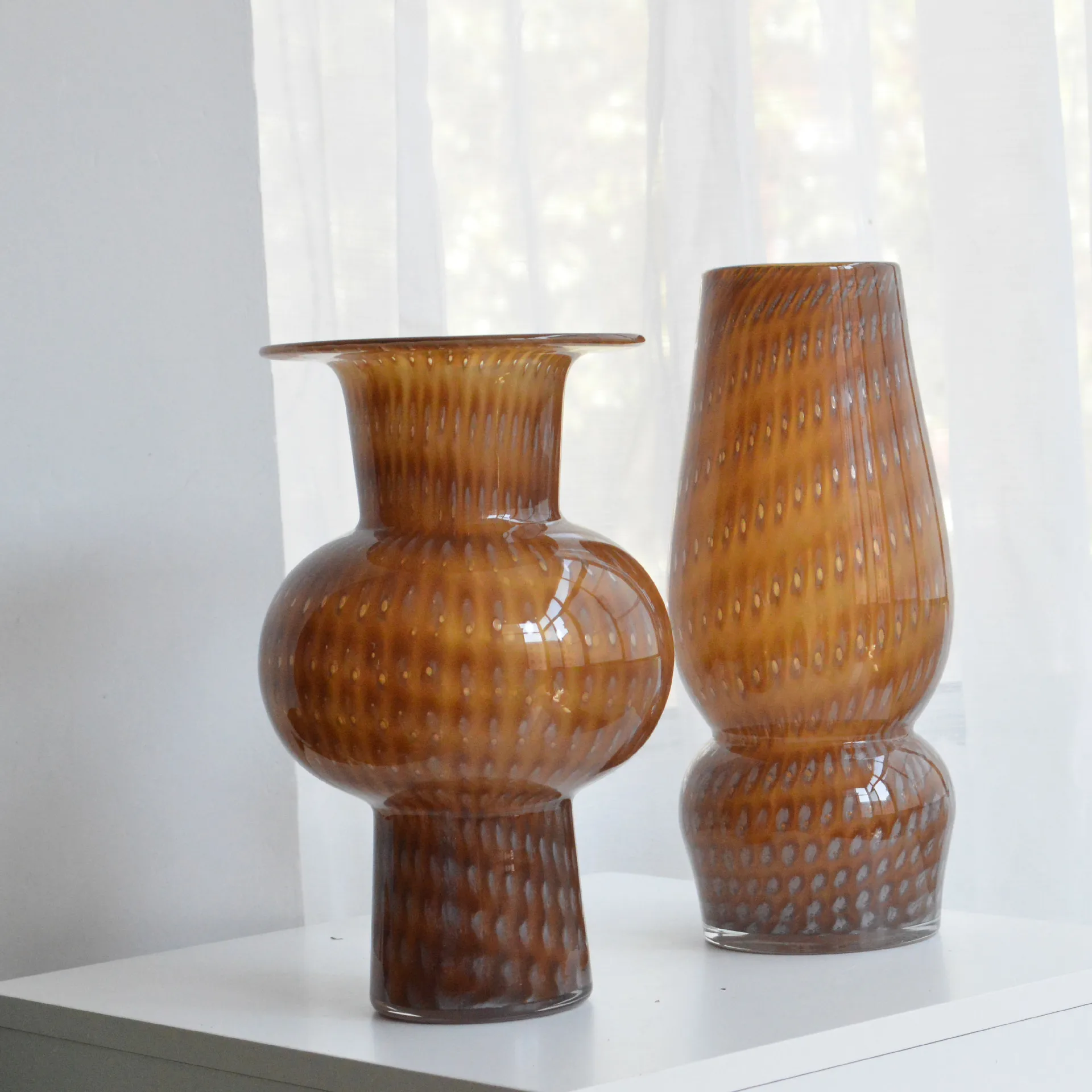 Retro caramel bubble handmade glazed vase art home atmosphere soft furnishings living room decorative ornaments