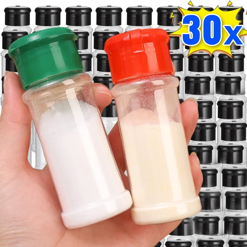 Portable Spice Jars Transparent Seasoning Storage Bottles Sugar BBQ Condiment Dispenser Empty Plastic Container Kitchen Gadgets