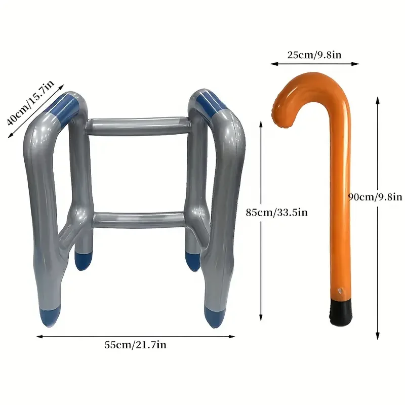 Muleta inflable para caminar, accesorios de Halloween y Navidad para discapacitados, pasamanos y Marcos simulados para caminar