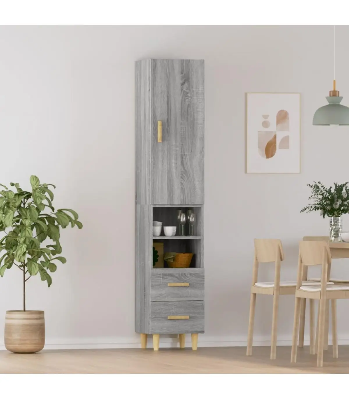 Sonoma 34,5x34x180 cm gray plywood sideboard