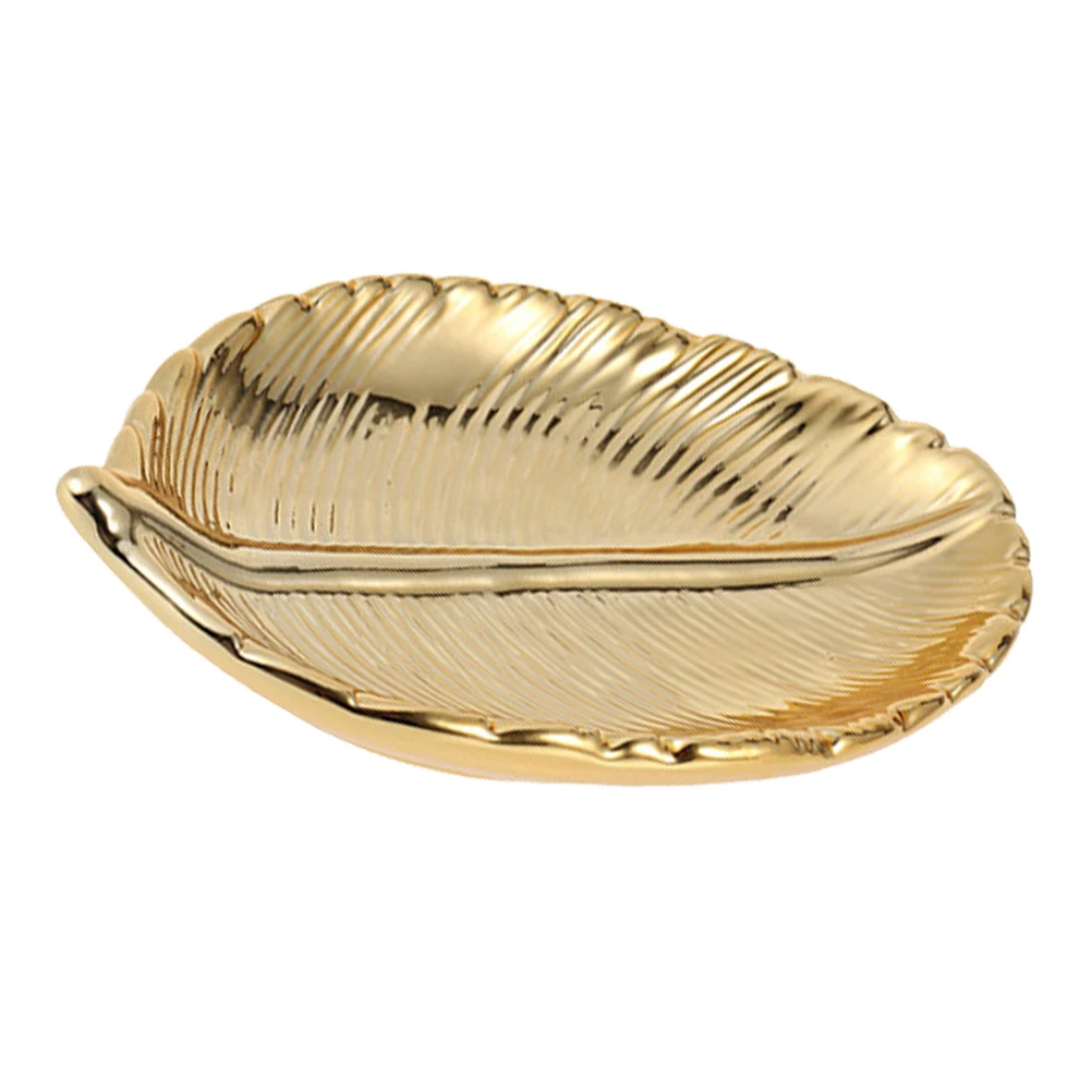 

Поднос для ювелирных изделий с золотым листом, элегантный органайзер для ювелирных изделий, декоративная настольная тарелка для хранения, многофункциональный держатель для колец и косметики