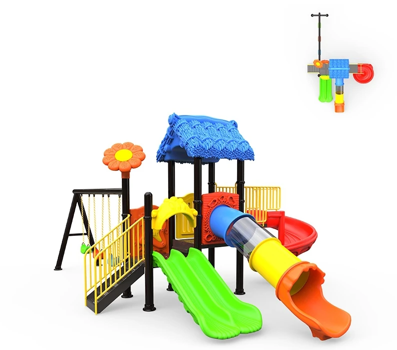 New simple combination slide theme park swing outdoor gym plastic slide amusement park equipment